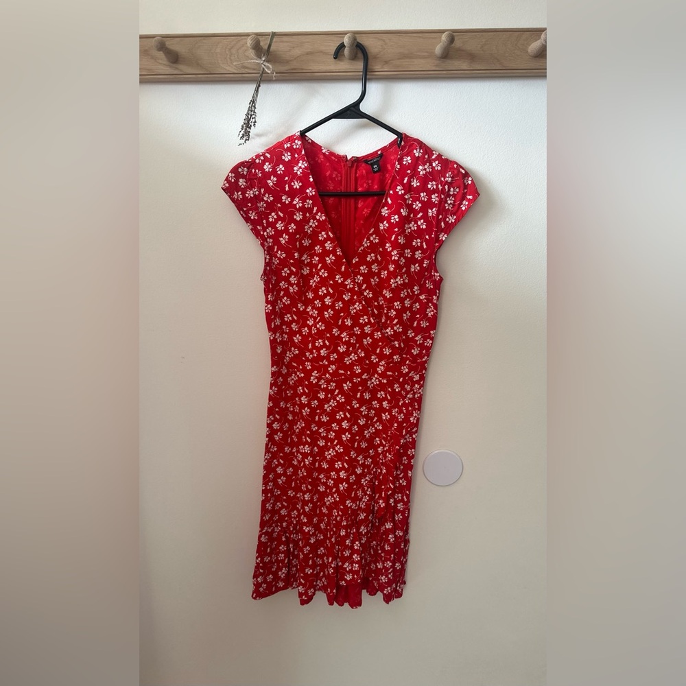 J. Crew Factory Red Floral Midi Dress
